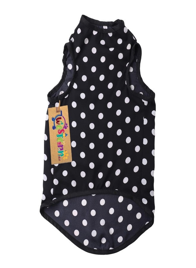 Western Era Funky Soft Cotton Dog T-Shirt | Comfortable & Breathable Dog Clothing | Stylish Sleeveless Vest Pet Outfit (Polka Black) (Large - 22inches) - Image 5